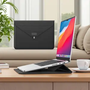 Multifunctional Foldable Leather Sleeve for MacBook Air, Huawei, HP, Lenovo Laptops | Protective Laptop Case Cover | Foldable Protective Case Cover Durable Cover