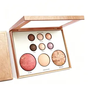 【BUY 1 GET 1】Full Face Makeup Palette, Affordable Glow Up Kit with Baked Powder Eyeshadow, Blush, Bronzer & French Vanilla Highlighter for Day to Night Looks Cosmetic Aesthetic Brow Lid Lightweight Matte Silky Compact Baked Tan Makeup Starter Kit
