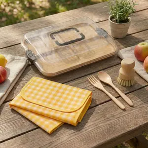 1 high-quality bamboo dual-purpose food tray, household deli fruit cutting board, restaurant salad snack serving plate, rectangular fruit salad plate, outdoor camping fruit tray, kitchen accessories, Salad Serving Plates