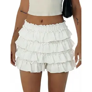 Women's Ruffle Shorts Bloomers Micro Y2K Shorts Bloomers for Women Puffy Mini Shorts