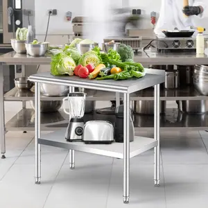 Heavy Duty Stainless Steel Prep Table with Backsplash - Adjustable Undershelf - Commercial Kitchen Worktable for Restaurant, Home, Outdoor - Multiple Sizes Available