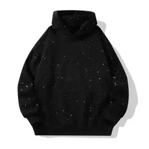 Autumn Winter Starry Sky Hooded Sweatshirt Men Women Sequin Top Cool Round Neck Sparkly Hoodie Dress Menswear Casual Long Sleeve White