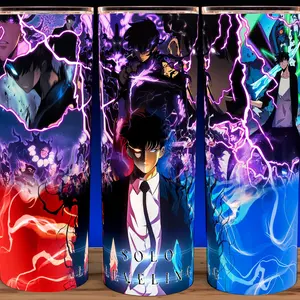 Solo Leveling Sung Jin-Woo Anime Cup Mug Tumbler 20oz with Lid and Straw - Elegant Drinkware for Anime Fans - Perfect for Hot or Cold Drinks! Stainless Steel. Flasks Plastic
