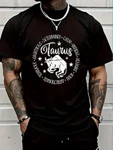 100% Cotton Vintage Taurus Horoscope Calm Birthday Zodiac Sign Astrology T-Shirt Women's Men's Graphic Tee Crew Neck summer vacation Tops