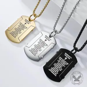GTHIC Cross Serenity Prayer Stainless Steel Military Tag Pendant Stylish Spiritual Gift for Men Women Everyday or Event Looks