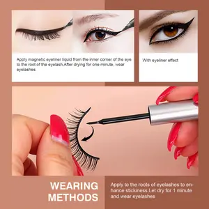 Magnetic Eyelashes with Eyeliner Kit, Reusable Natural False Lashes, Waterproof Magnetic Eyeliner & False Eyelashes Set, Wispy Lashes with Applicator, No Glue False Eyelashes for Daily Makeup