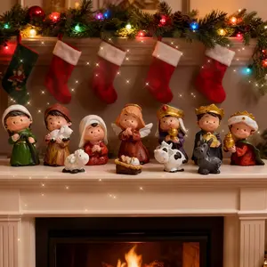 Nativity Set for Kids - 11 Adorable Little People Figures for Christmas Story Play, Ideal for Sunday School & Home Activities, Fun Educational Toy collectible mini cow