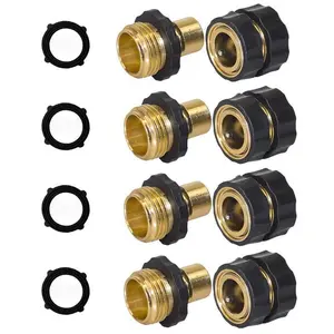 3/4 Inch Quick Connect Hose Fittings Set, Heavy Duty Aluminum Male & Female Garden Hose Adapter Connector with Universal Easy Locking Coupler (4-Pack)