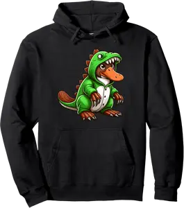 Platypus Wearing Dinosaur Costume Halloween Cosplay T-Rex Pullover Hoodie - Diegoort Shop 64B0F25P6RF3