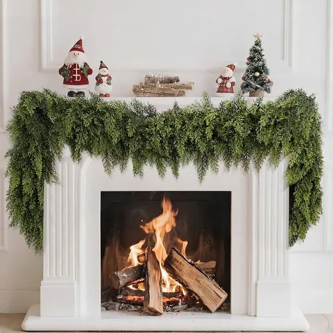 LVZHIYUAN 2-Pack 6ft Long Real-Touch Artificial Cedar Garlands - Low-Maintenance Plastic Greenery for House Decor, Garland Christmas, Outdoor Christmas Decor, Hang on Mantles & Walls,techvibes