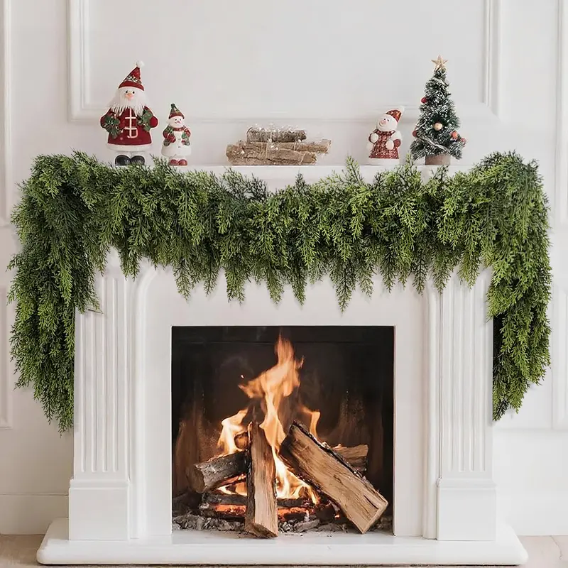 LVZHIYUAN 2-Pack 6ft Long Real-Touch Artificial Cedar Garlands - Low-Maintenance Plastic Greenery for House Decor, Garland Christmas, Outdoor Christmas Decor, Hang on Mantles & Walls,techvibes