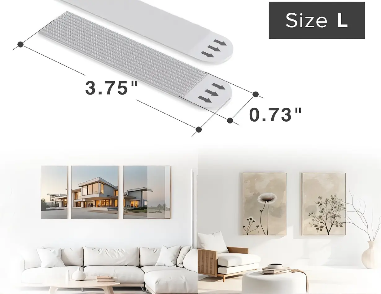 Heavy Duty Picture Hanging Strips - 20 Pairs Self Adhesive Wall Hangers for Up to 20 LBS - Damage Free Sticky Strips Size L