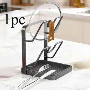 1pc Pot Lid Organizer Rack, Desktop Kitchen Storage Shelf, Independent Multi-Functional Wok Fry Pan Holder, Cutting Board Drying Stand