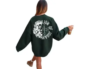 Lion Of Judah Hoodie, Aesthetic Christian Sweatshirt, Jesus Lover Sweatshirt, Revelations 5:5 t Casual Cotton Fabric Jersey