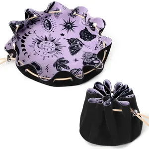 Rolling Black Drawstring Bag with Felt DND Dice Tray - Perfect for RPG Players, Tabletop Gamers, DND Accessories Gifts - Ideal for Jewelry, Coins, Keys