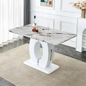 diningtable Modern minimalist white marble patterned dining table, bar table. A rectangular office desk. Game table. Table. Used in restaurants, living rooms, terraces, kitchens 63"*37"* 36.2"  1280