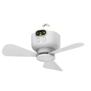 Wireless Ceiling Fan, USB Rechargeable Small Ceiling Fan with Remote Control, Long Endurance High Wind Power Small Ceiling Fan for Outdoor Camping Dormitory