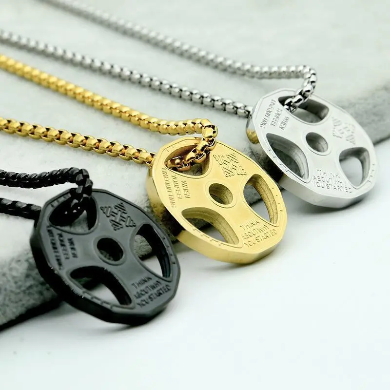 Weight Plate Gym Bodybuilding Necklace, Fitness Sport Jewelry