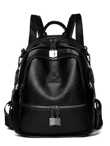 Women's Large Capacity Backpack, Fashionable Versatile Student Bag, High-End Outdoor Travel Shoulder Bag, Multi-Functional Leather School Bag