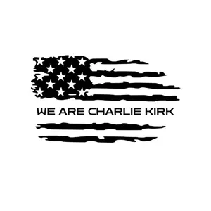 Charlie Kirk 8 Inch Vinyl Decal Stand Together Undivided Support Mission American Flag Design