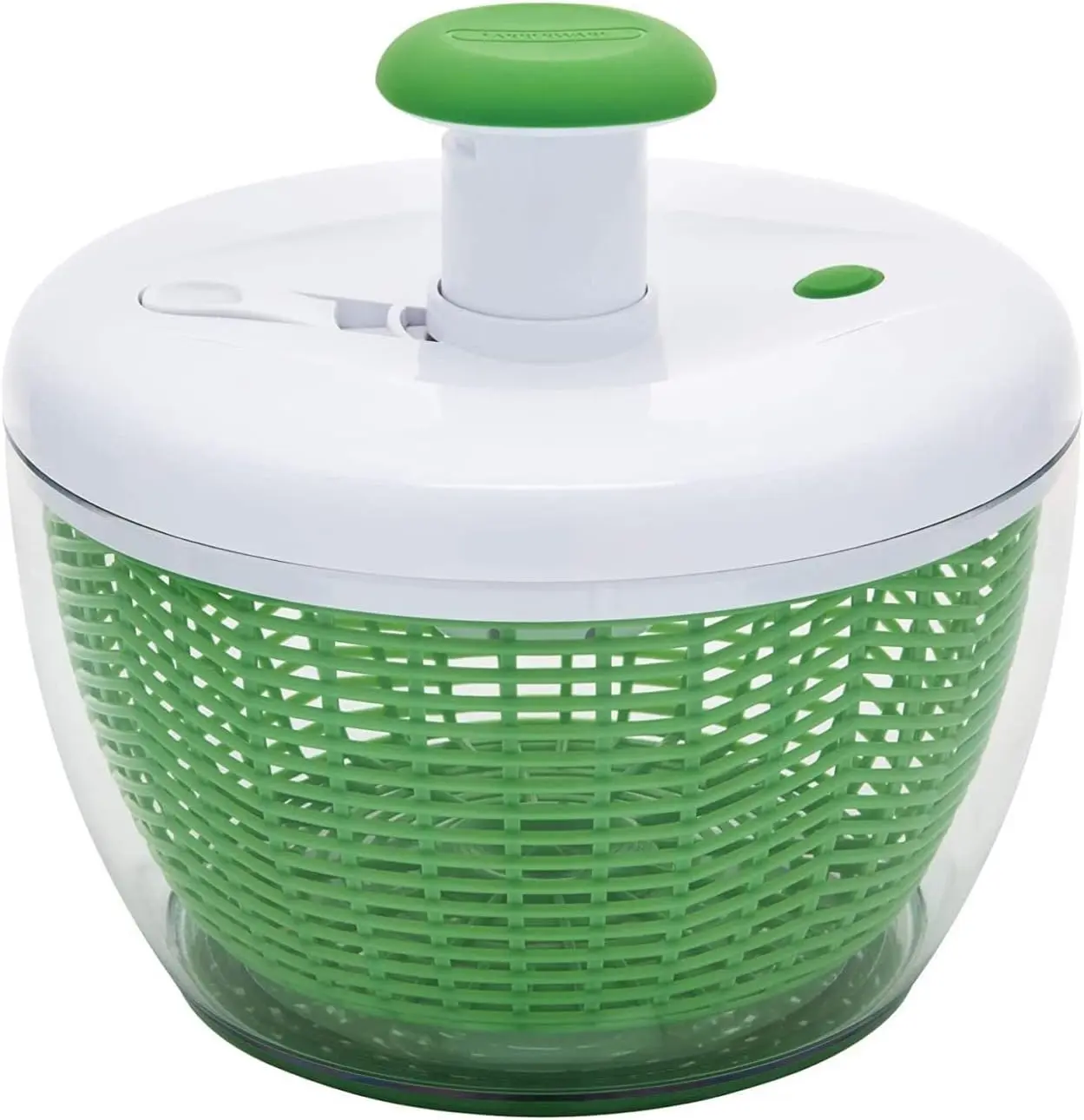 Pro Pump Spinner with Bowl, Colander & Built-in Draining System for Fresh, Crisp Salad & Produce, 6.6 Quart, Easy to Use, Green.