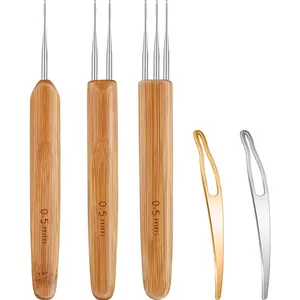 5 count Dreadlocks Crochet Hook Tool Includes 3 Dreadlocks Crochet 1 ?2 ?3 Hooks for Hair Dreads Braid Craft Weaving 2 Hair Locking Tool(0.75 Mm)(0.5 mm)