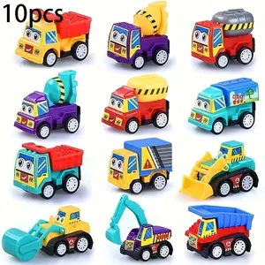 10-piece Children's Pull-back Car Toy Set, Made of Durable Plastic Material, with Cute and Friendly Cartoon Car Head Design, Easy Pull-back Operation, Multi-color Mixed Toy Cars Suitable for Boys and Girls, Perfect Choice for Birthday and Christmas Gifts
