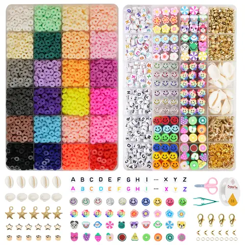 8500-Piece Clay Beads Jewelry Making Set with 24 Vibrant Colors Including Alphabet Letter Beads & Decorative Charms Perfect for DIY Craft Lovers Great Gifts for Birthday Parties Thanksgiving Christmas & New Year TikTokShopBlackFriday