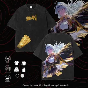 Yixuan ZZZ Vintage Oversized Graphic Tee, Men's Streetwear T-Shirt, Heavyweight Mineral Wash Anime T-Shirt, Crewneck Casual Graphic Tee, ZZZ Merch Streetwear Top game lover