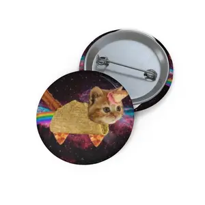 Pin Buttons - Fun Bacon Taco Cat Pizza Design, Cute Accessories for Cat Lovers, Birthday Gifts, Unique Party Favors, Quirky Fashion