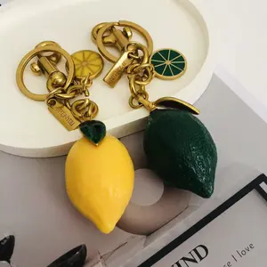 Cute Lemon Keychain Little Lemon Fruit Bag Charm Key Chain For Purse Bag Backpack Car Jewelry Gift For Women Men