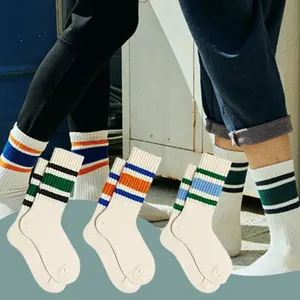 3Pairs Striped Retro Crew Breathable Soft Socks for Women Athletic Casual Thin Novelty Socks for Women or Men Suitable for Daily Wear, Suitable for All Kinds of Sports, Breathable and Sweat-absorbent, Elastic and Soft