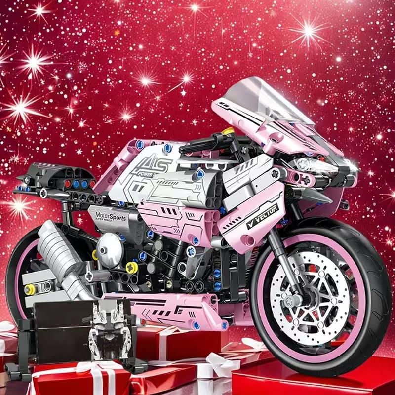 2453 Piece Motorcycle Building Model Kit, Building Blocks, Easy Assembly, Perfect Gift for Birthday, Christmas, Halloween, New Year, Party