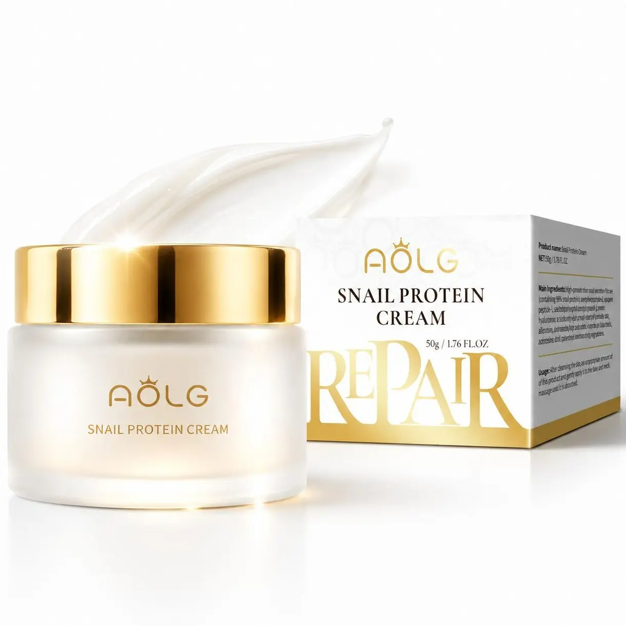 AOLG 98% Snail Mucin  Moisturizer Hydrating Repair Face Anti-Aging Face Cream for Fine Lines Gentle for Dry & Sensitive Skin Repairing Lightweight Hydrator for Skin Barrier Support & Hydration with Hyaluronic Acid for Radiant Skin daily radiant skin