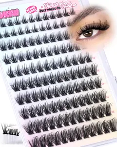 Self Adhesive Eyelashes Wispy Self Adhesive Lash Clusters Natural Lashes Clusters Pre Glued Eyelash Clusters C Curl Cluster Eyelash Extensions Press on Lashes No Glue Needed Reusable 10-16mm