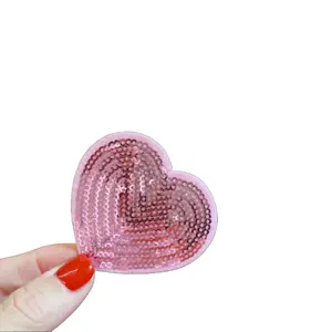 Pink Sequin Heart Patch - Shimmering Love