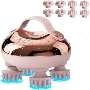Electric HeadMassager Portable Comfort Massager for StressRelief with 8 Removable Massage ClawsWaterproof Rechargeable Mother's Day Gift