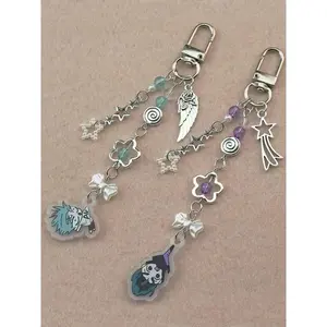 Anime Alien Stage Keychain Bow Mobile Pendant Bead Fashion Keychain Multi functional Backpack Decoration Accessories Gift, Keychain Pendant Multi purpose Keychain