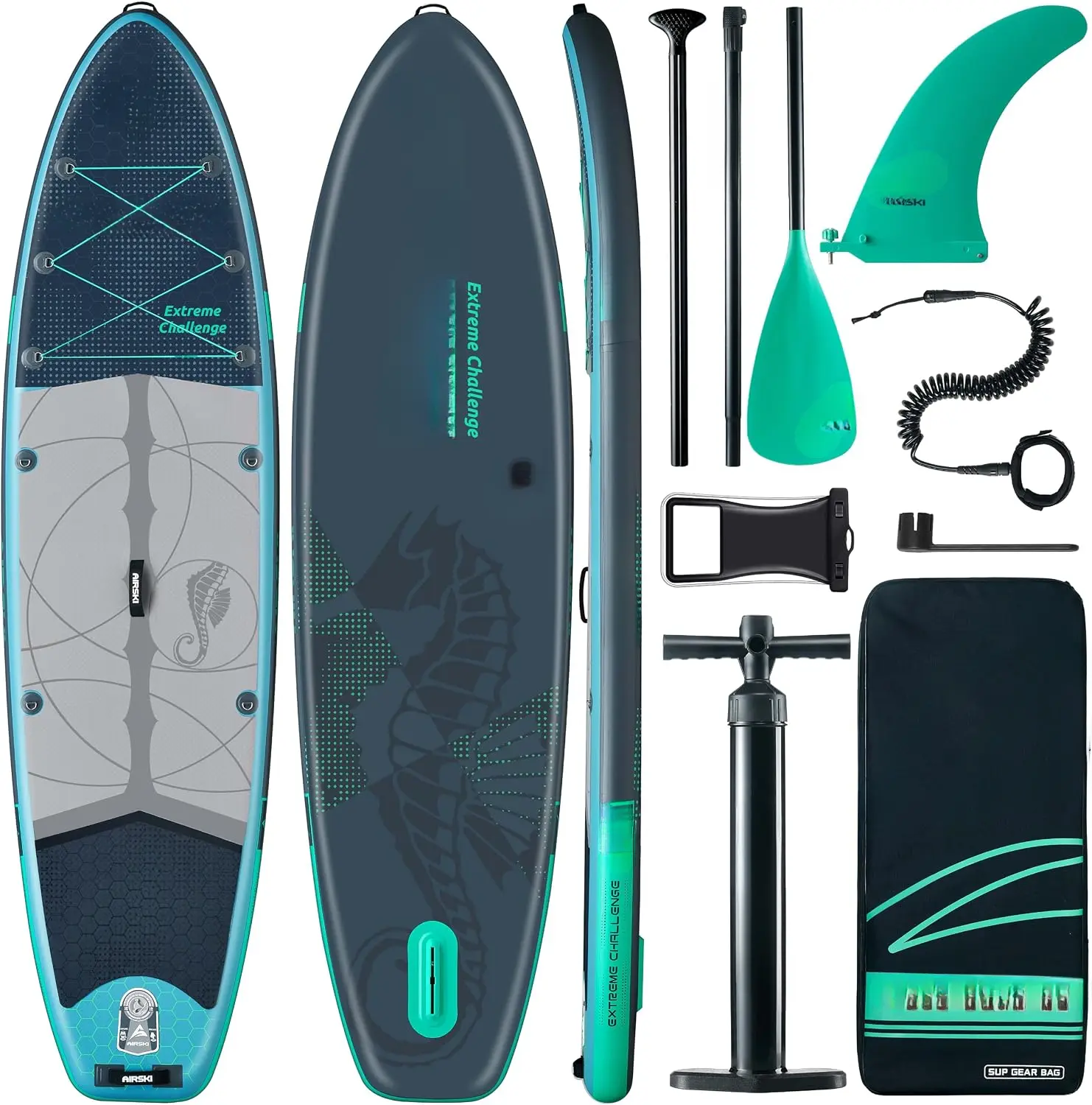 11'x34 Extra Wide Inflatable Paddle Boards, Family SUP/Yoga/Fishing| Up to 420lb Stand Up PaddleBoards for Adults, Anti-Slip EVA, US Fin, Pump & 100L Bag, All Acessories Kit
