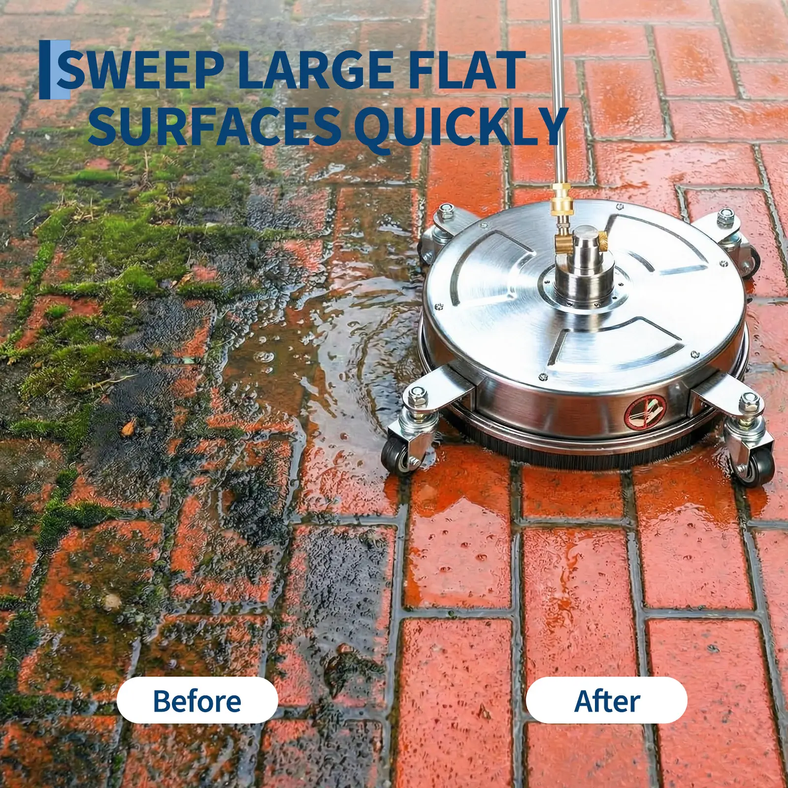 Garvee 14-Inch Pressure Washer Surface Cleaner Attachment - Stainless Steel Flat Surface Cleaner, 4 Wheels, for Patio, Sidewalk, Deck & Driveway Cleaning