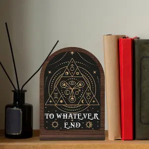 Wooden Bookend Shelf Decoration, 1 Set Book Shelf Centerpiece Decoration, Fantasy Bookish Sign with Stand, Home Decor Supplies