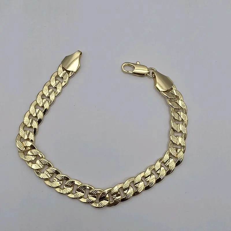 cuban style bracelet gold plated 8 inches 8 pulgadas new style