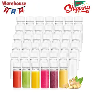 60Pcs 2oz Clear Plastic Bottles for Liquids,Reusable Ginger Shot Bottle
