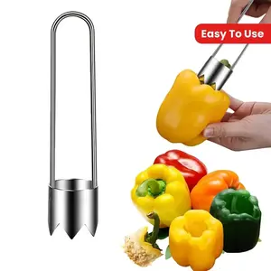 Stainless Steel Fruit & Vegetable Corer, Bell Pepper Seed Remover, Universal Kitchen Gadget for Apple Pear Tomato Chili, Durable Easy Use