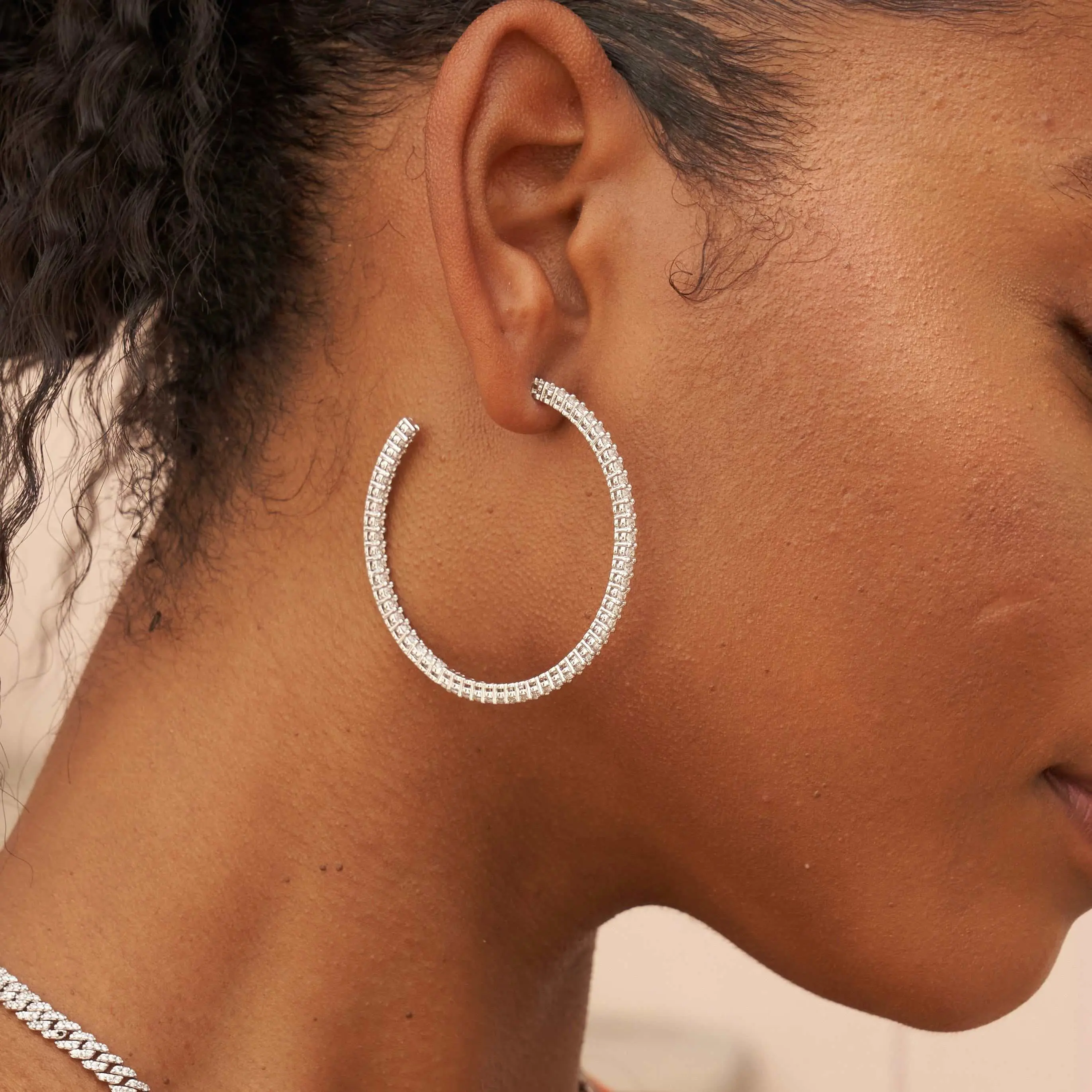 GLD Medium Eternity Hoop Earrings in White Gold - Perfect Gift #tiktokshopsummersale