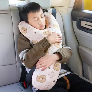 Soft Plush Car Neck Pillow, Comfortable Sleeping Head Rest Cushion, Seat Belt Anti‑Strain Shoulder Protection Pad, Universal Auto Accessory for Back Seat Road Trips Daily Family Travel