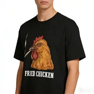 Fried Chicken Dark Humor Graphic T-Shirt Unisex Sarcastic Meme Tee Aesthetic Sassy Foodie Fashion Top Viral Trendy Retro Slogan Streetwear Shirt Photorealistic Print Ultra-Soft Fabric