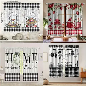 2-Piece Modern Plaid Curtains - Semi-transparent, Rod Pocket Design, Ideal for Privacy and Decoration in Bedrooms, Kitchens, Offices, Study Rooms, and Living Rooms