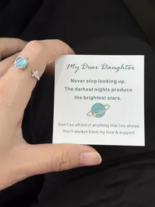 Gift for Daughter: Star Moon Rotating Ring, Stress Relief, Anxiety Relief (with Card), Birthday Gift, Christmas Present