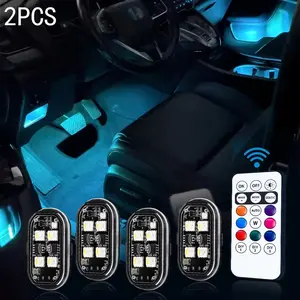 FCCEMC 2/4/6PCS Wireless LED Strobe Lights with Remote Control, Wireless LED Warning Lights 8 Colors USB Charge Drone Car Truck RC Aircraft